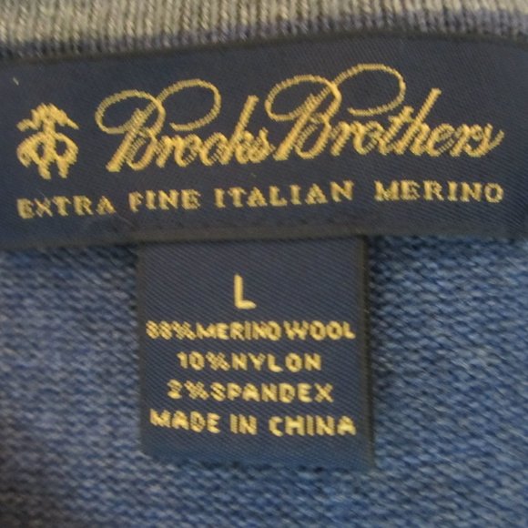Brooks Brothers L Blue Merino Wool V Neck Sweater - Picture 3 of 7